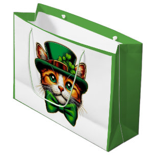 Cute cat/kitten Saint Patrick's Day  Large Gift Bag