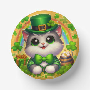 Cute cat/kitten Saint Patrick's Day Paper Plate