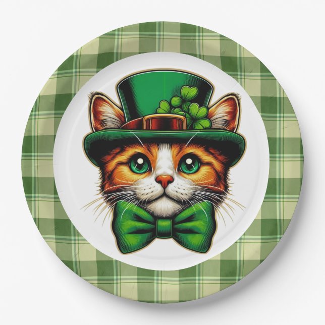 Cute cat/kitten Saint Patrick's Day  Paper Plate (Front)