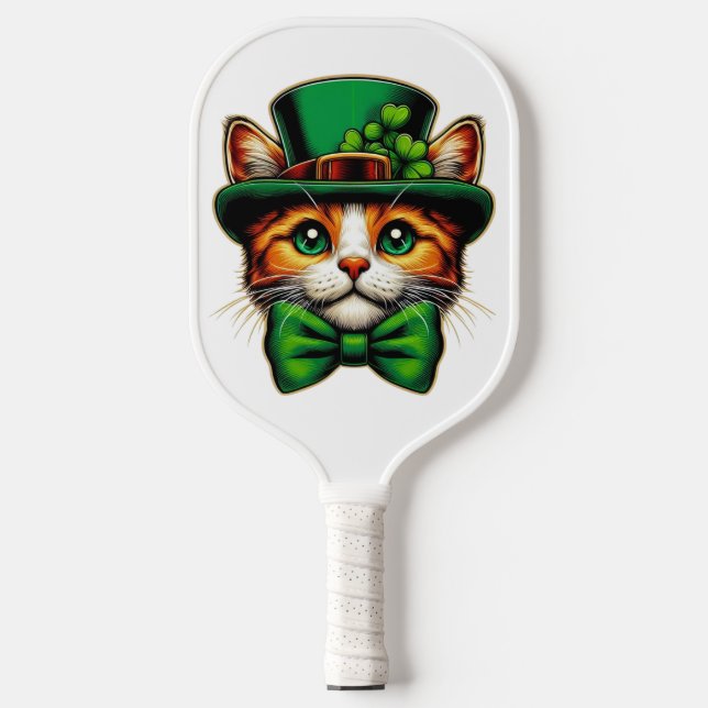 Cute cat/kitten Saint Patrick's Day  Pickleball Paddle (Front)