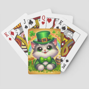 Cute cat/kitten Saint Patrick's Day Playing Cards