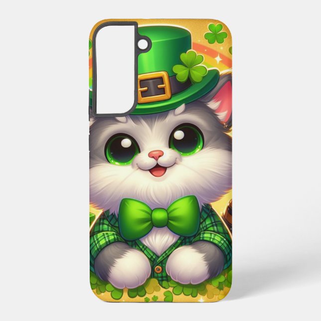 Cute cat/kitten Saint Patrick's Day  Samsung Galaxy S22+ Case (Back)