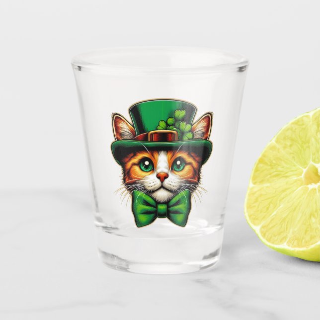 Cute cat/kitten Saint Patrick's Day  Shot Glass (Front)