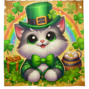 Cute cat/kitten Saint Patrick's Day  Shower Curtain