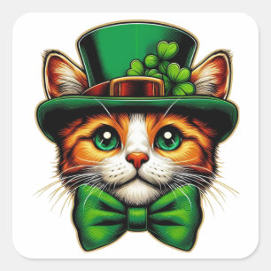 Cute cat/kitten Saint Patrick's Day Square Sticker