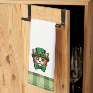 Cute cat/kitten Saint Patrick's Day  Tea Towel