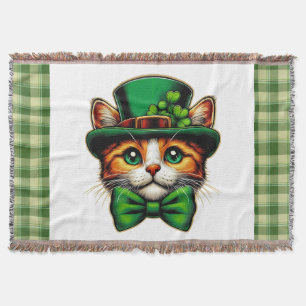 Cute cat/kitten Saint Patrick's Day Throw Blanket