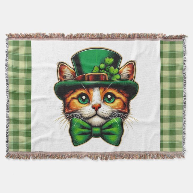Cute cat/kitten Saint Patrick's Day  Throw Blanket (Front)