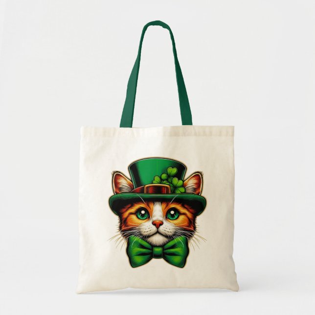 Cute cat/kitten Saint Patrick's Day  Tote Bag (Front)