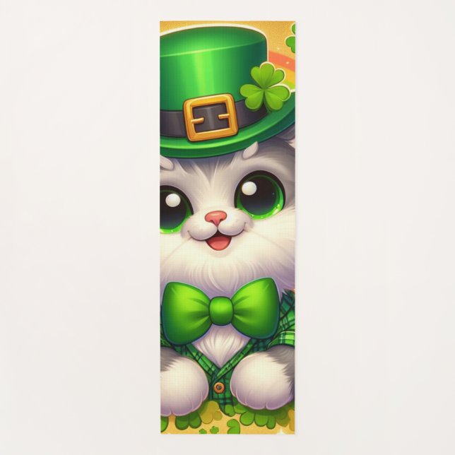 Cute cat/kitten Saint Patrick's Day  Yoga Mat (Front)