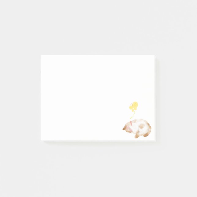 Cute Cat Kitten Sleeping Lying Watercolor Post-it Notes (Front)