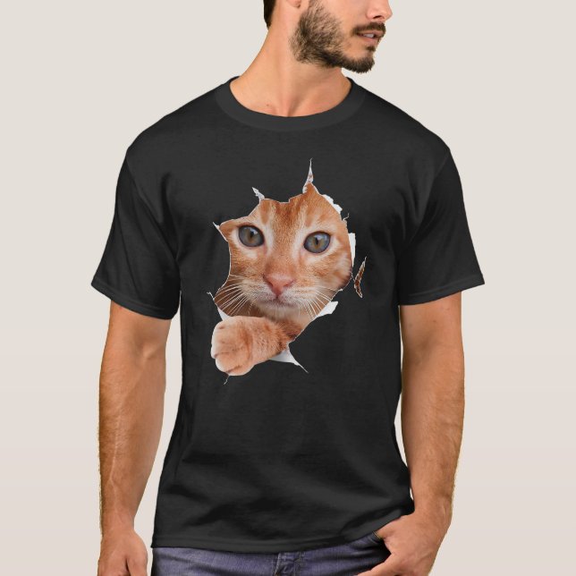 Cute Cat - Kitten Torn Cloth Funny Orange Cat Owne T-Shirt (Front)