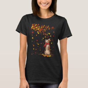 Cute Cat Kitty Autumn Fall Leaves Cat Men Women T-Shirt