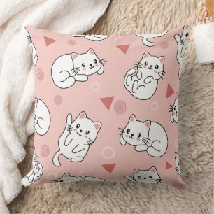 Cute cat kitty doodle seamless pattern cushion