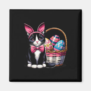 Cute Cat Kitty Easter Day Bunny Eggs Cat Lover Wom Magnet