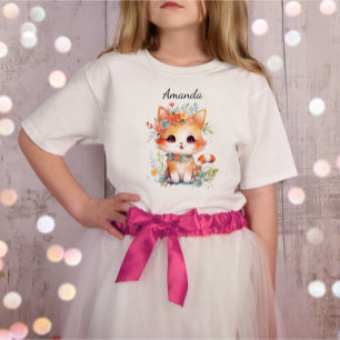 Cute Cat Kitty Kitten Cat With Flower Cat lover  T-Shirt