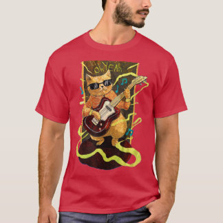Cute Cat Kitty Playing Guitar Vintage Cats Lover G T-Shirt