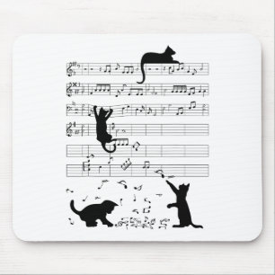 Cute Cat Kitty Playing Music Note Clef Musician Ar Mouse Mat