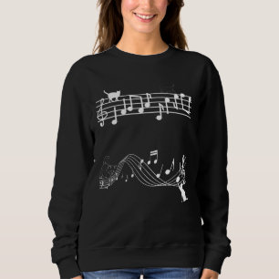 Cute Cat Kitty Playing Music Note Clef Musician Ar Sweatshirt