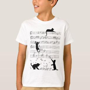 Cute Cat Kitty Playing Music Note Clef Musician Ar T-Shirt