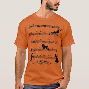 Cute Cat Kitty Playing Music Note Clef Musician Ar T-Shirt