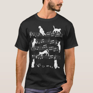 Cute Cat Kitty Playing Music Note Clef Musician Ar T-Shirt