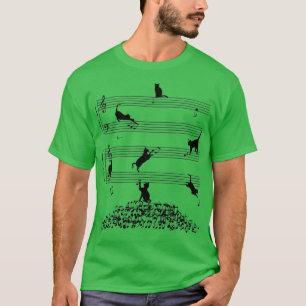 Cute Cat Kitty Playing Music Note Clef Musician Ar T-Shirt