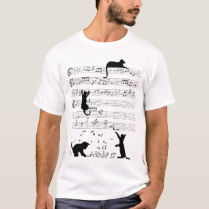 Cute Cat Kitty Playing Music Note Clef Musician Ar T-Shirt