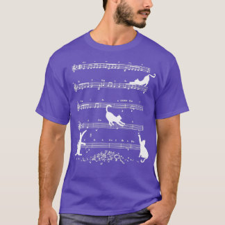 Cute Cat Kitty Playing Music Note Clef Musician Ar T-Shirt