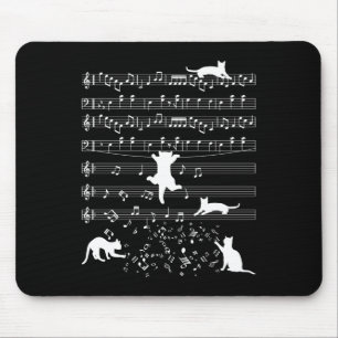 Cute Cat Kitty Playing Music Note Clef Piano Music Mouse Mat
