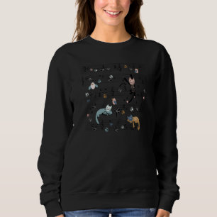 Cute Cat Kitty Playing Music Note Naughty Cats Pla Sweatshirt