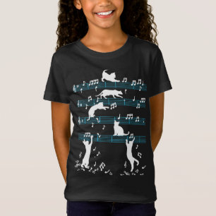 Cute Cat Kitty Playing Music Note T-Shirt