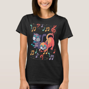 Cute Cat Kitty Plays Music Note Clef Musician Art T-Shirt