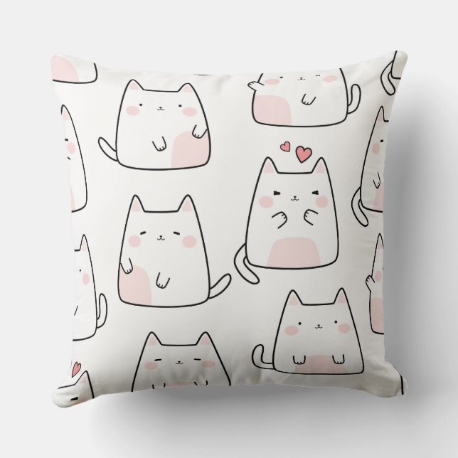 Cute cat kitty seamless pattern cushion (Back)