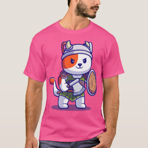 Cute Cat Knight Viking Cartoon T-Shirt