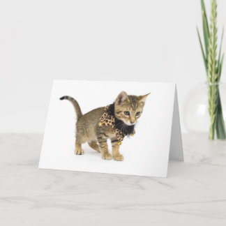 Cute Cat Leopard Print Collar Birthday Card