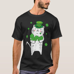 Cute Cat Leprechaun Patricks Day Shamrock C Irish T-Shirt