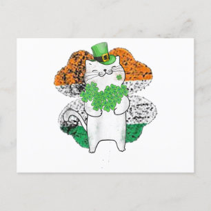 Cute Cat Leprechaun With Shamrocks St Patricks Day Postcard