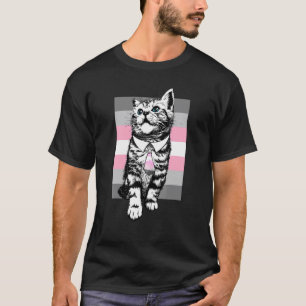 Cute Cat Lgbt Pride Month Demigirl Flag T-Shirt