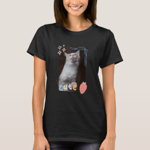 Cute Cat Licking a Window Kitten Pets and Animal T-Shirt