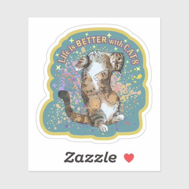 Cute Cat Life is Better With Cats Sticker (Sheet)