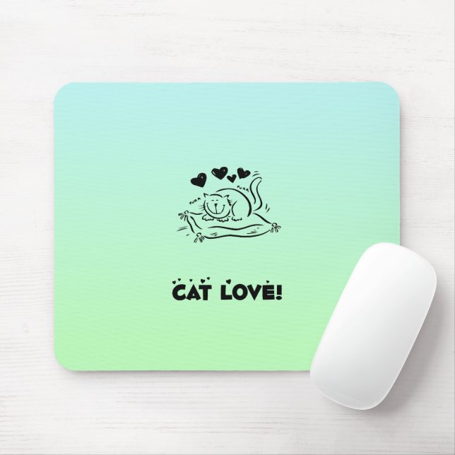 Cute Cat, Little Cat, Kitty, Kitten, Hearts Mouse Mat (With Mouse)