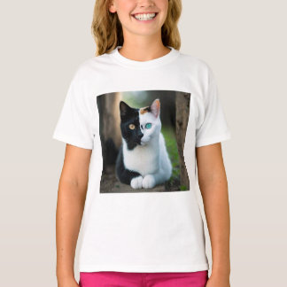 Cute cat logo on top of cat t-shirt