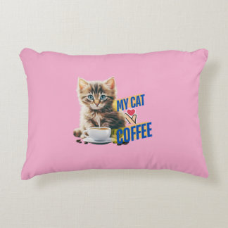 Cute cat love coffee decorative cushion