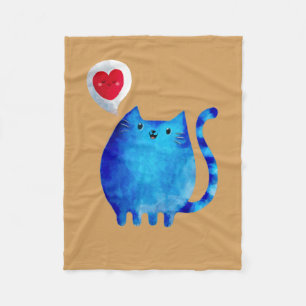 Cute Cat Love Fleece Blanket