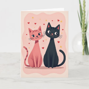 Cute Cat Love Hearts Card