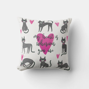 Cute cat: love lettering illustration. cushion