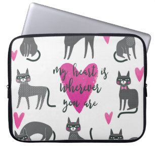 Cute cat: love lettering illustration. laptop sleeve