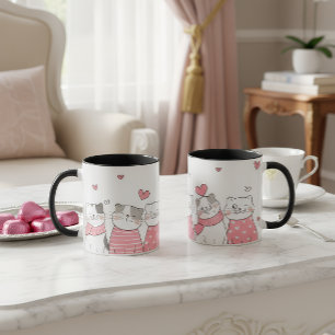 Cute Cat Love Mug Adorable Cats with Hearts Coffee