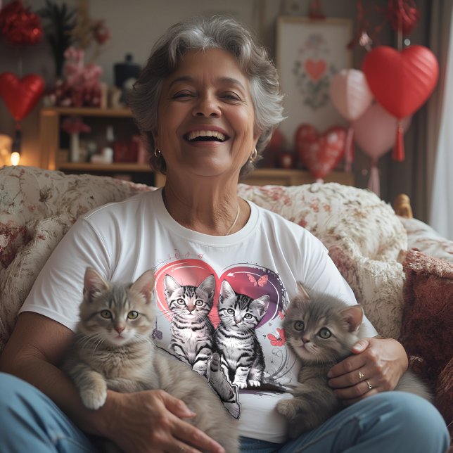Cute Cat Love Unisex T-Shirt (Cute Cat Love Unisex T-Shirt, Valentine's Gift, Cat Lover Apparel, Artistic Tee, Softstyle Shirt)